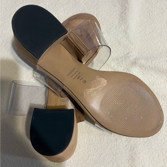 Schutz Victorie Vinyl Block Heels Slide Sandals - Picture 14 of 16